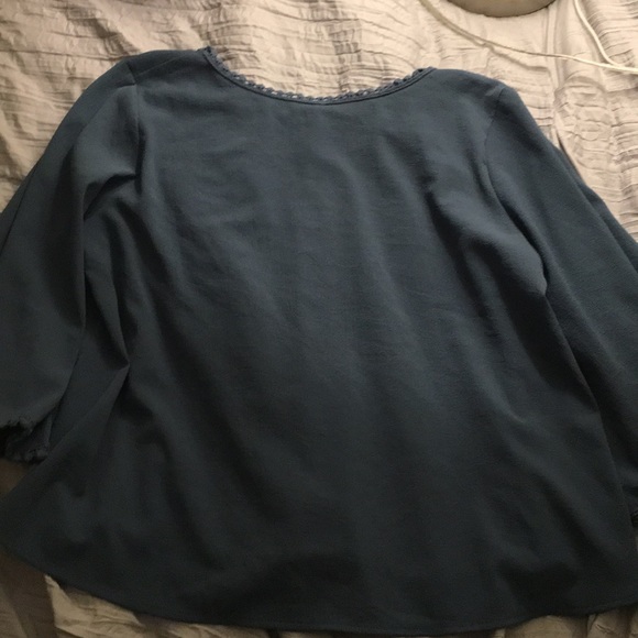 Ocean Blue Flowy Blouse - Picture 2 of 3